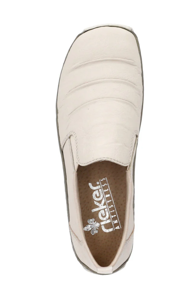 WOMEN'S RIEKER CELIA 89 LEATHER SLIP-ON | BEIGE