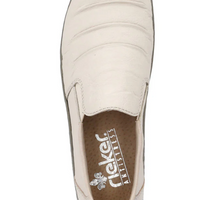 WOMEN'S RIEKER CELIA 89 LEATHER SLIP-ON | BEIGE