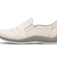 WOMEN'S RIEKER CELIA 89 LEATHER SLIP-ON | BEIGE