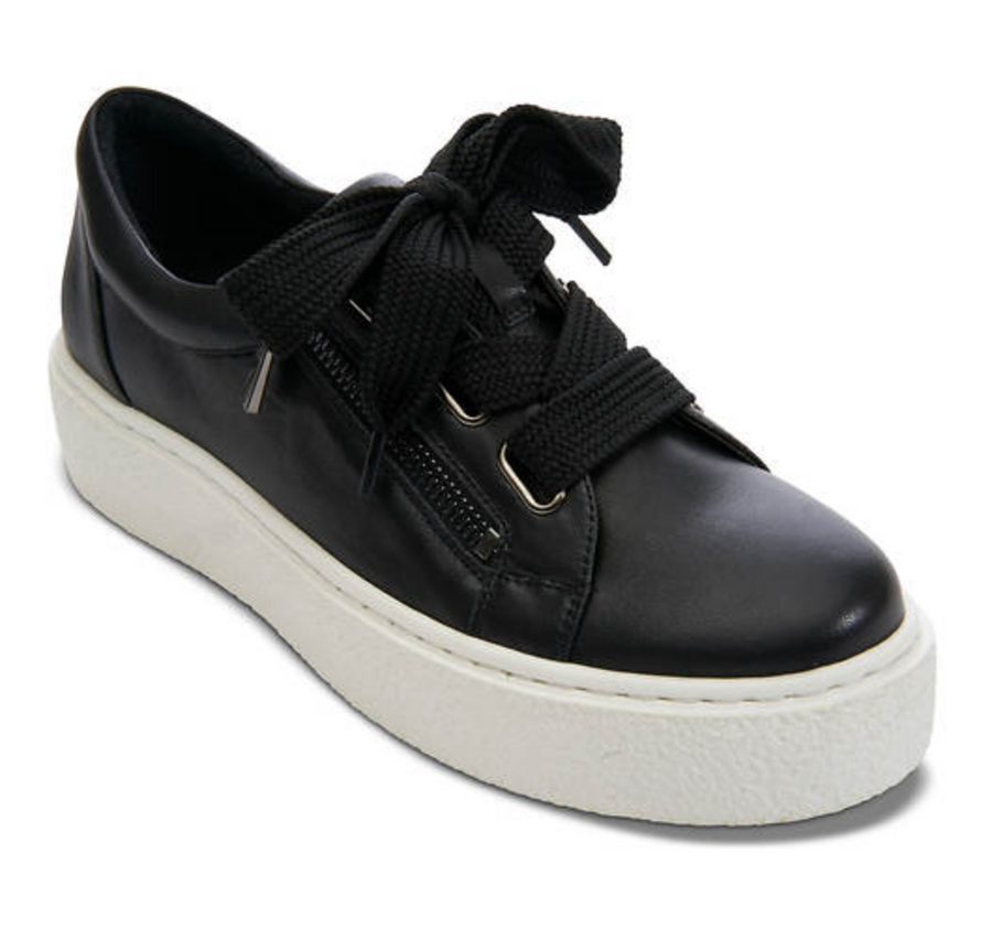 WOMEN'S VANELI YUCEL SIDE ZIP LACE UP SNEAKER | BLACK MARGE NAPPA