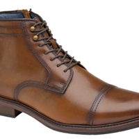 MEN'S JOHNSTON & MURPHY XC FLEX RALEIGH CAP TOE ZIP BOOT | DARK TAN FULL GRAIN