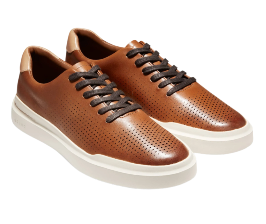 MEN'S COLE HAAN GRANDPRØ RALLY LASER CUT SNEAKERS | BRITISH TAN / IVORY