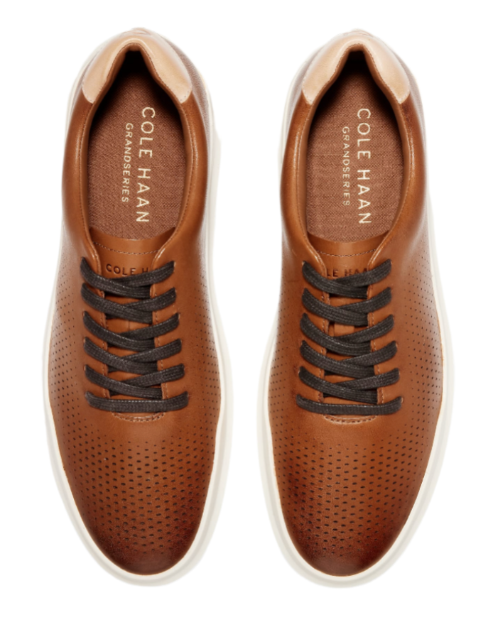 MEN'S COLE HAAN GRANDPRØ RALLY LASER CUT SNEAKERS | BRITISH TAN / IVORY