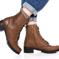 WOMEN'S COLE HAAN CAMEA WATERPROOF COMBAT BOOT II | LAVA SUEDE