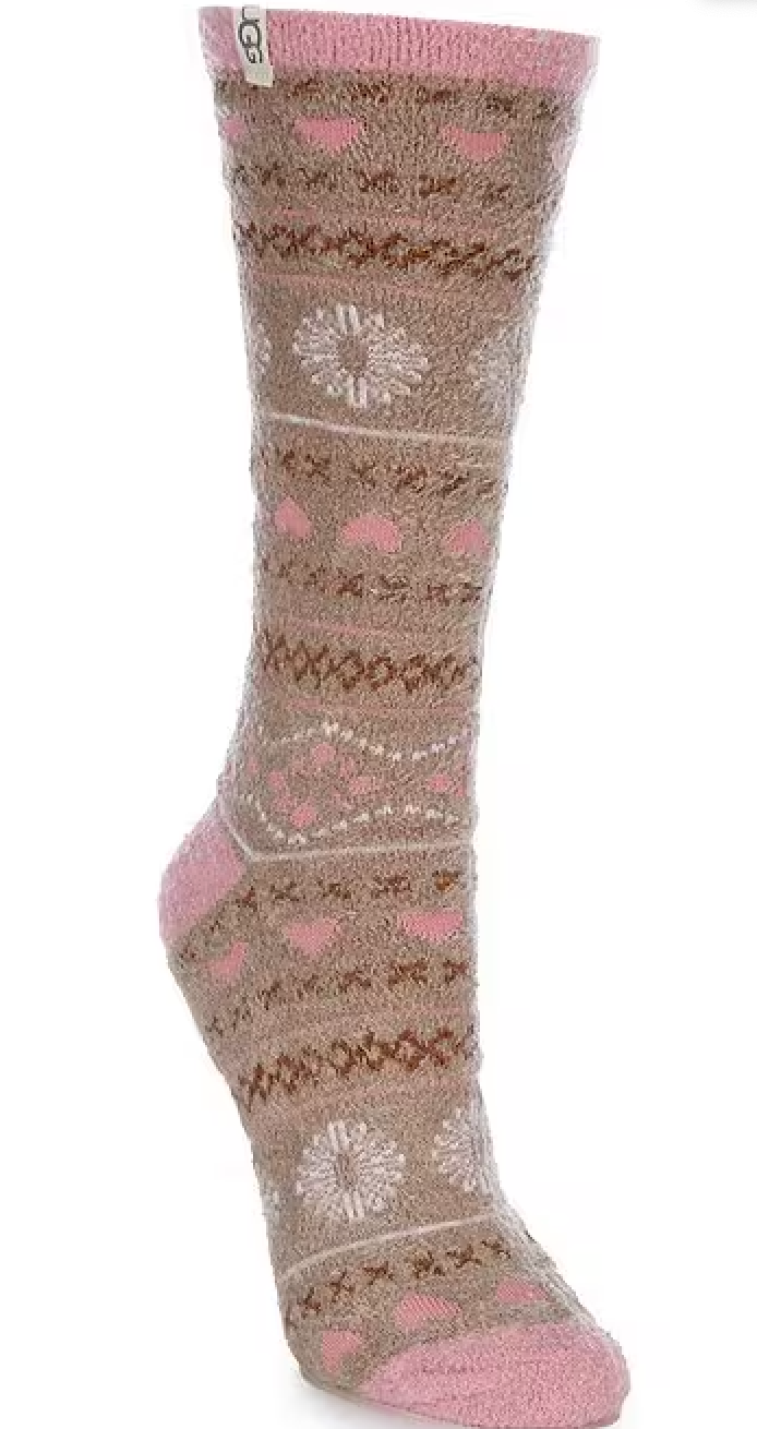 WOMEN'S UGG LESLIE GRAPHIC CREW SOCK | PUTTY / FAIRISLE