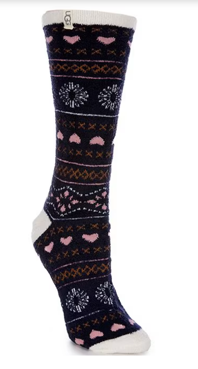 WOMEN'S UGG LESLIE GRAPHIC CREW SOCK | MARINER / FAIRISLE