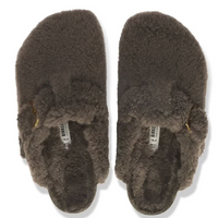 UNISEX BIRKENSTOCK BOSTON BIG BUCKLE TEDDY SHEARLING | CONCRETE GRAY