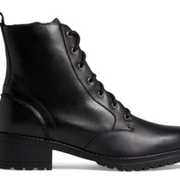 WOMEN'S COLE HAAN CAMEA WATERPROOF COMBAT BOOT | BLACK LEATHER