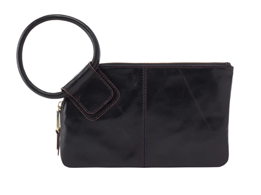 WOMEN'S HOBO SABLE WRISTLET | BLACK POLISHED LEATHER