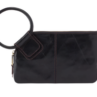 WOMEN'S HOBO SABLE WRISTLET | BLACK POLISHED LEATHER