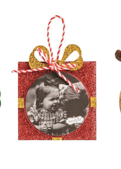 MUDPIE GLITTER PHOTO ORNAMENTS