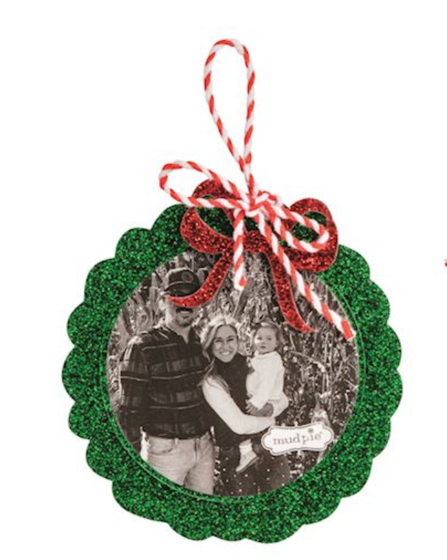 MUDPIE GLITTER PHOTO ORNAMENTS