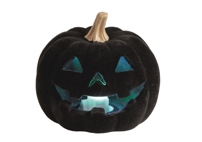 MUDPIE BLACK PUMPKIN LED HALLOWEEN DECOR