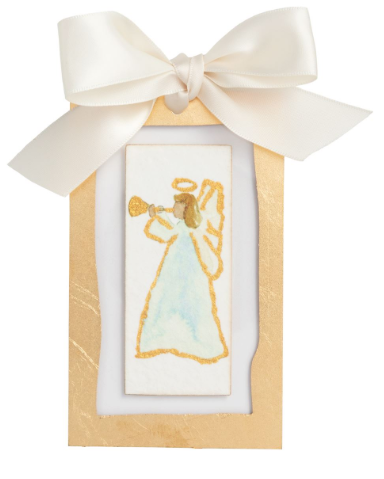 MUDPIE SIDEWAYS ANGEL GOLD PAINTED ORNAMENT
