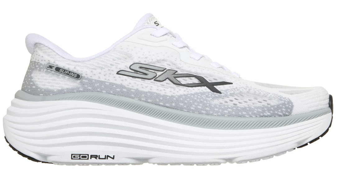 WOMEN'S SKECHERS MAX CUSHIONING ENDEAVOUR SLIP IN PACE RHYTHM | WHITE | BLACK