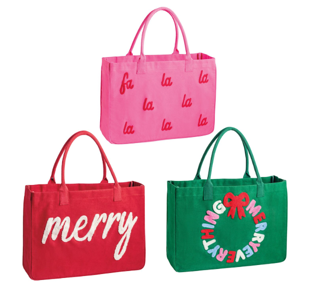 MUDPIE HOLIDAY BOUCLE TOTE | RED