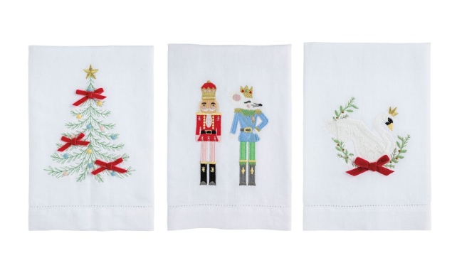 MUDPIE CHRISTMAS EMBROIDERED TOWELS