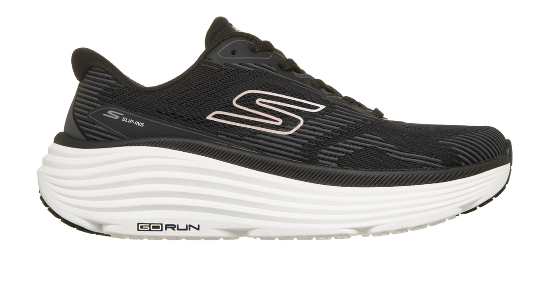 WOMEN'S SKECHERS MAX CUSHIONING ENDEAVOUR SEQUOYA | BLACK | WHITE