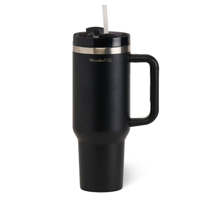 WANDERFULL HANDLED TUMBLER | BLACK WITH SILVER