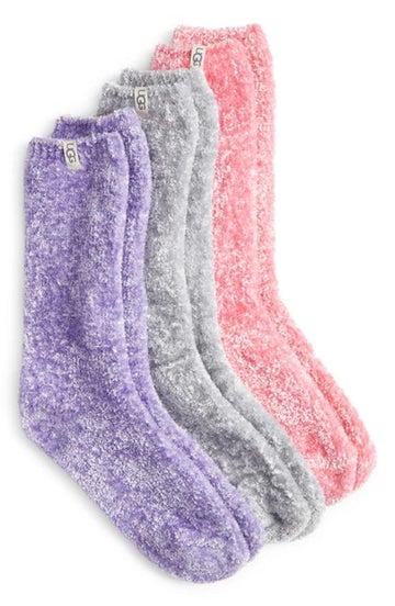 WOMEN'S UGG LEDA SPARKLE SOCKS 3 PACK | PINK MEADOW / METAL GREY / WILD INDIGO