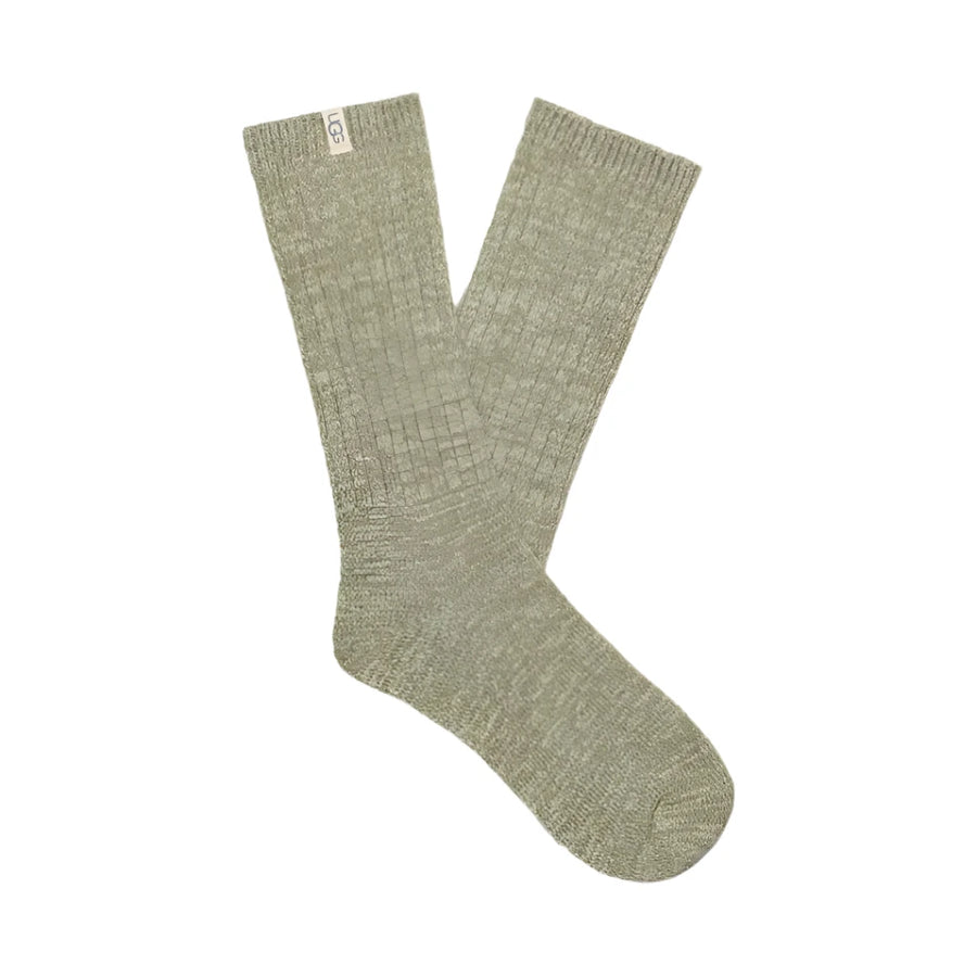 WOMEN'S UGG RIB KNIT SLOUCHY CREW SOCK | MOSS GREEN / GRASSLAND