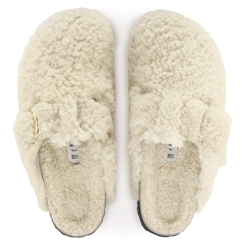 UNISEX BIRKENSTOCK BOSTON BIG BUCKLE TEDDY SHEARLING | EGGSHELL