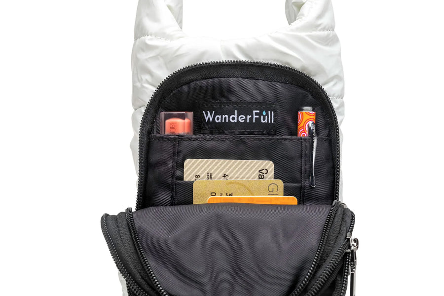 WANDERFULL GLOSSY HYDROBAG | WHITE WITH GRAY / BLACK / WHITE STRAP