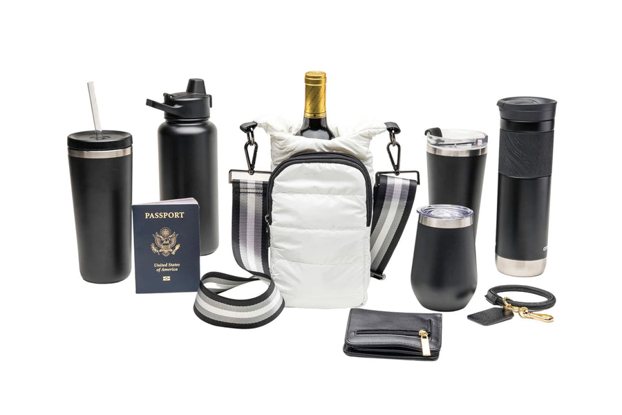 WANDERFULL GLOSSY HYDROBAG | WHITE WITH GRAY / BLACK / WHITE STRAP