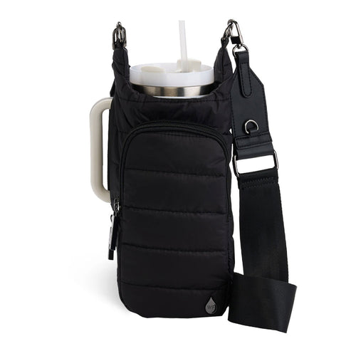 WANDERFULL HYDROBAG HANDLE | BLACK MATTE WITH VEGAN LEATHER TRIM STRAP