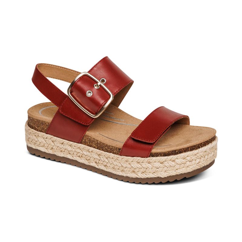 WOMEN'S AETREX VANIA ARCH SUPPORT PLATFORM SANDAL | RED