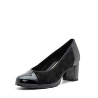 WOMEN'S ARA CONCORD MIXED MEDIA PUMP | BLACK PATENT