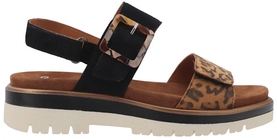 WOMEN'S ARA MARBELLA SANDAL | BLACK / LEOPARD