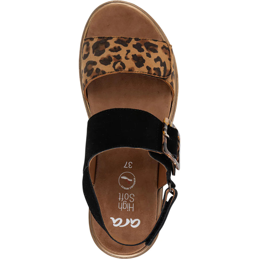 WOMEN'S ARA MARBELLA SANDAL | BLACK / LEOPARD