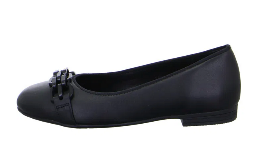 WOMEN'S ARA SCOUT BALLET FLAT CHAIN | BLACK LEATHER