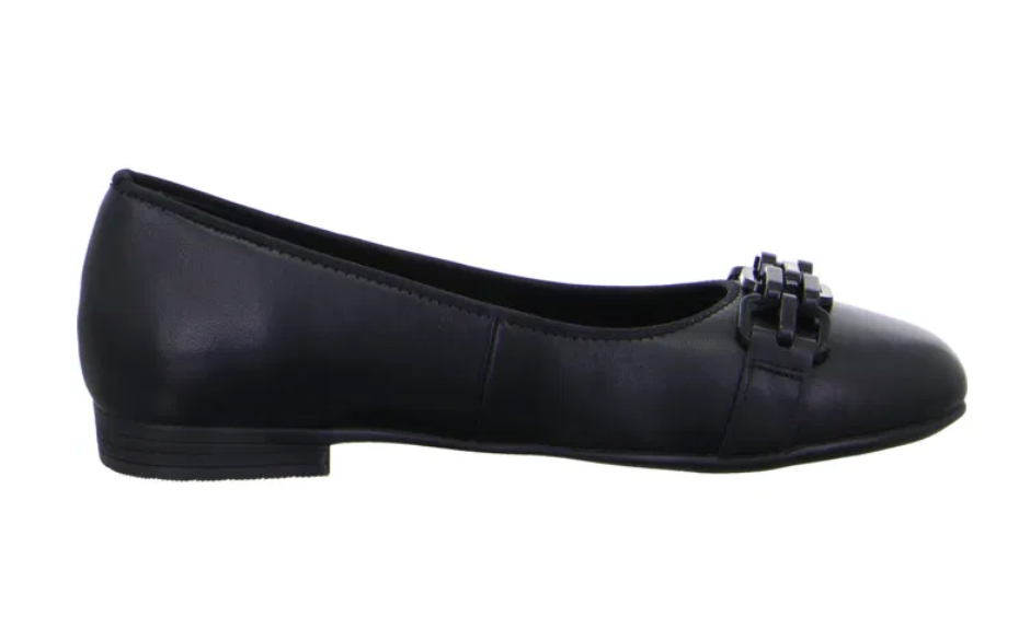 WOMEN'S ARA SCOUT BALLET FLAT CHAIN | BLACK LEATHER