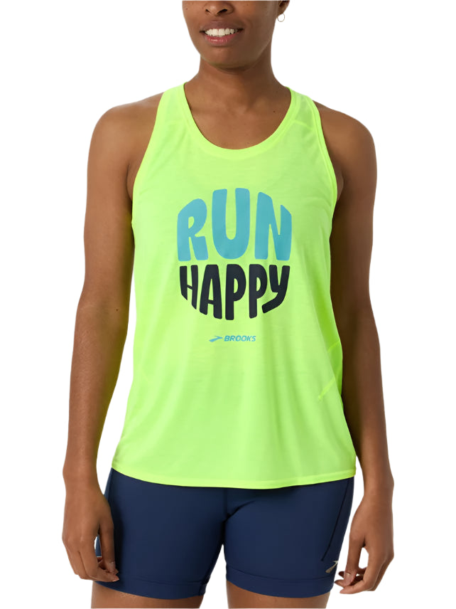 WOMEN'S BROOKS DISTANCE TANK 3.0 | NEO YELLOW / RUN HAPPY