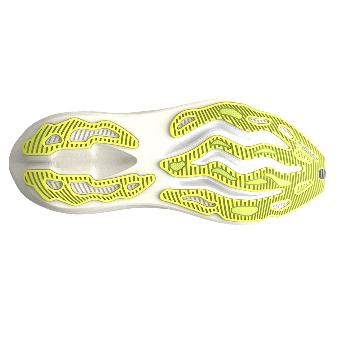Yellow and white shoe sole on a white background