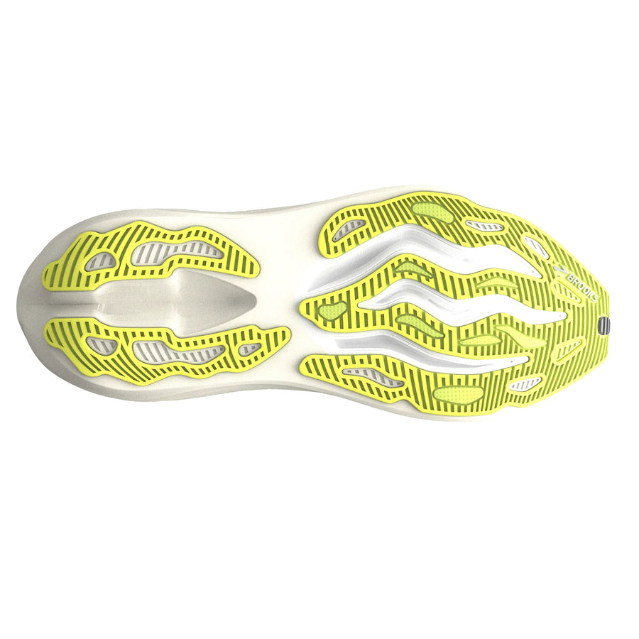 Yellow and white shoe sole on a white background