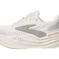 White running shoe with Brooks logo on a white background