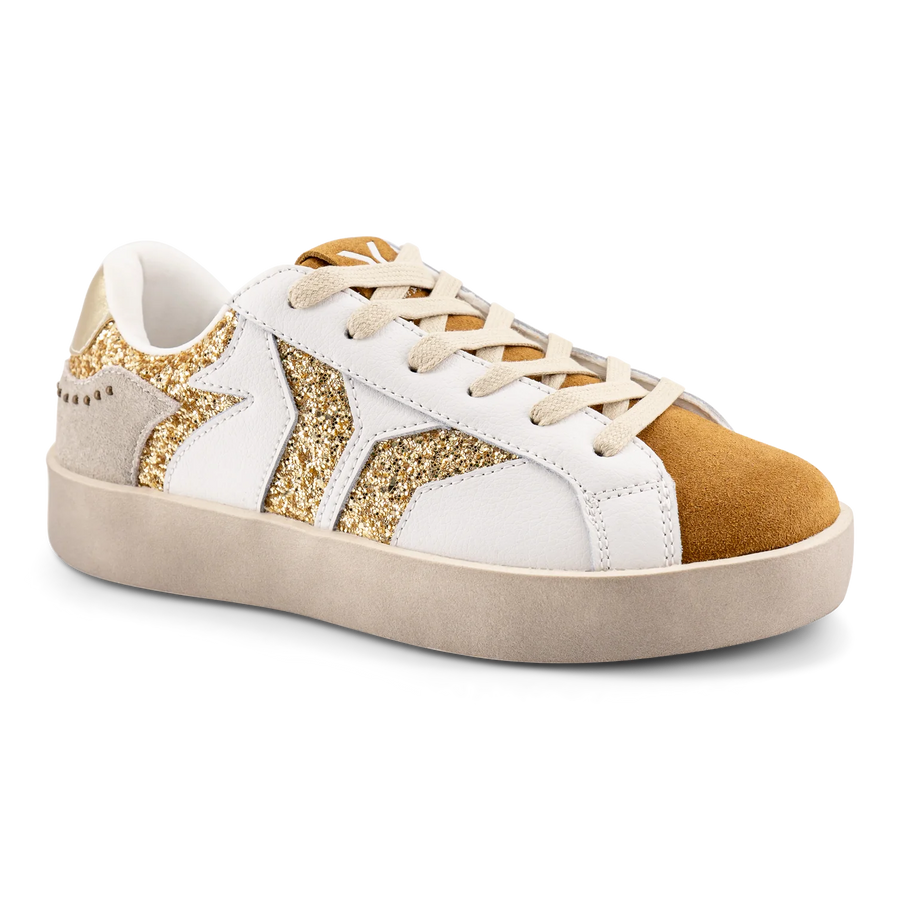 WOMEN'S C.O.B by CULTURE OF BRAVE PLAY LEATHER SNEAKER | GOLD / GLITTER WINGS