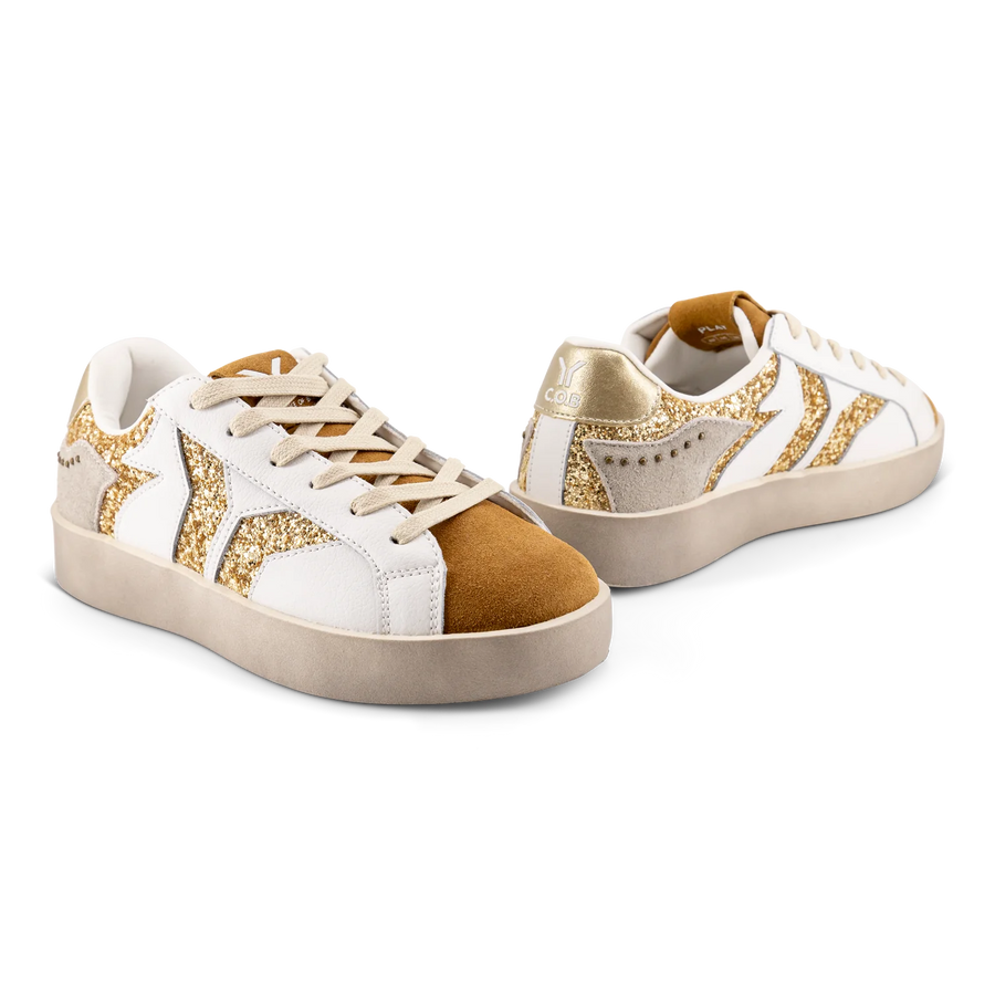 WOMEN'S C.O.B by CULTURE OF BRAVE PLAY LEATHER SNEAKER | GOLD / GLITTER WINGS