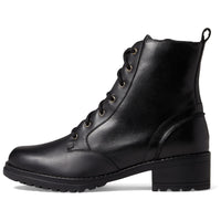 WOMEN'S COLE HAAN CAMEA WATERPROOF COMBAT BOOT | BLACK LEATHER