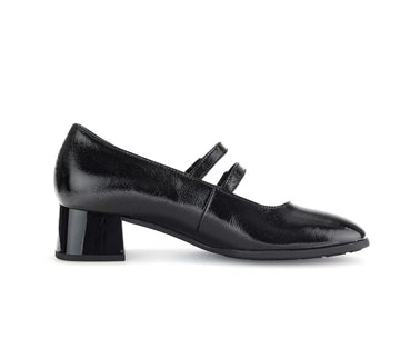 WOMEN'S GABOR 51.370.97 DOUBLE STRAP PUMP | BLACK PATENT