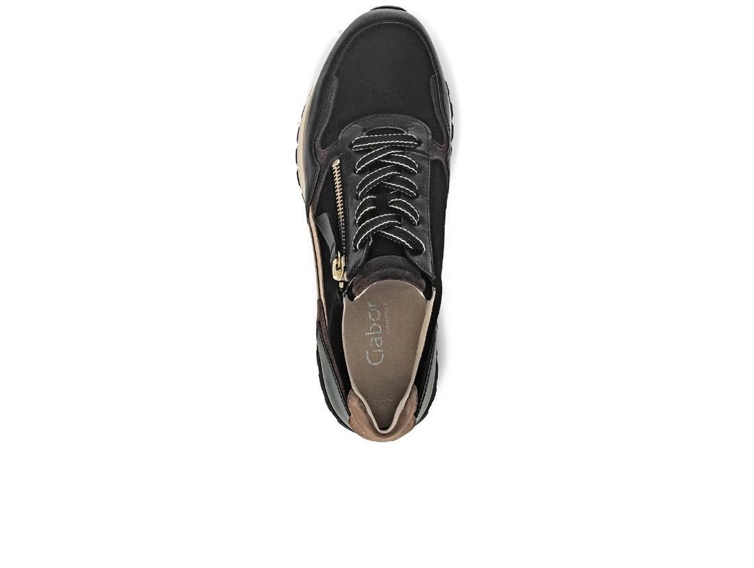 WOMEN'S GABOR 56.378.67 HOLLYWELL SNEAKER | BLACK WHISKY