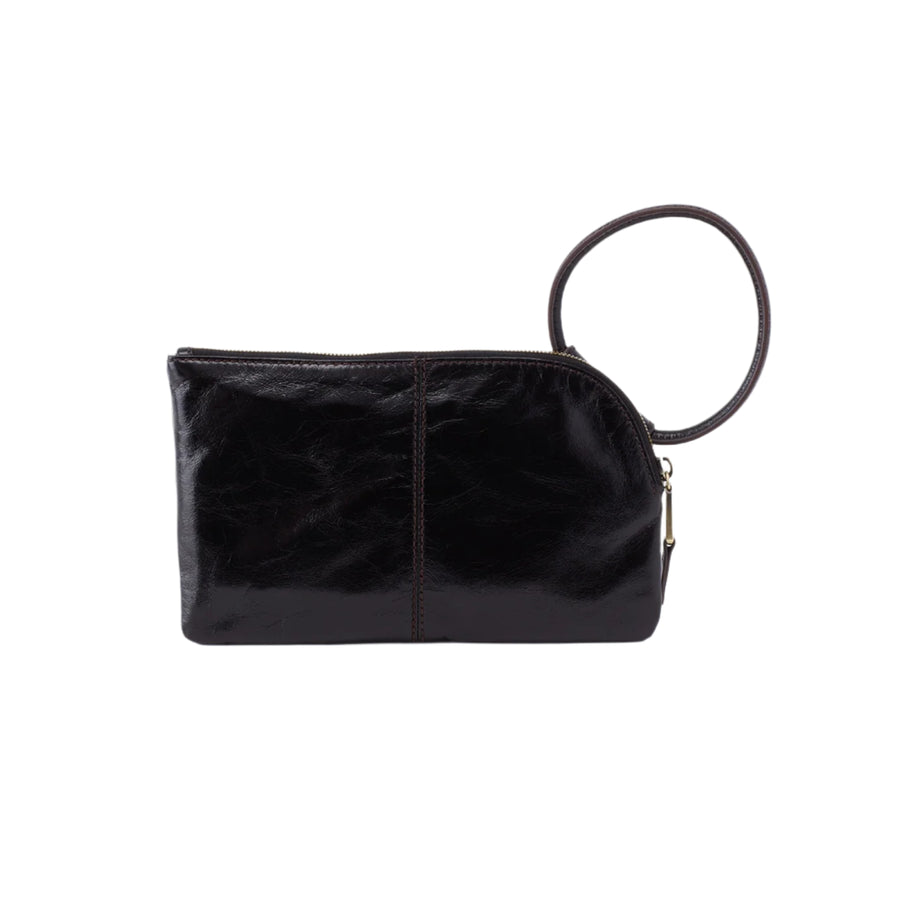 WOMEN'S HOBO SABLE WRISTLET | BLACK POLISHED LEATHER