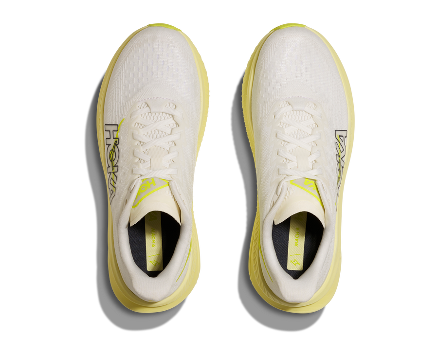 WOMEN'S HOKA MACH 6 | WHITE | NEON HOKA CITRUS