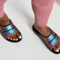 WOMEN'S OOFOS OOLALA LUXE SLIDE | MIDNIGHT SPECTRE