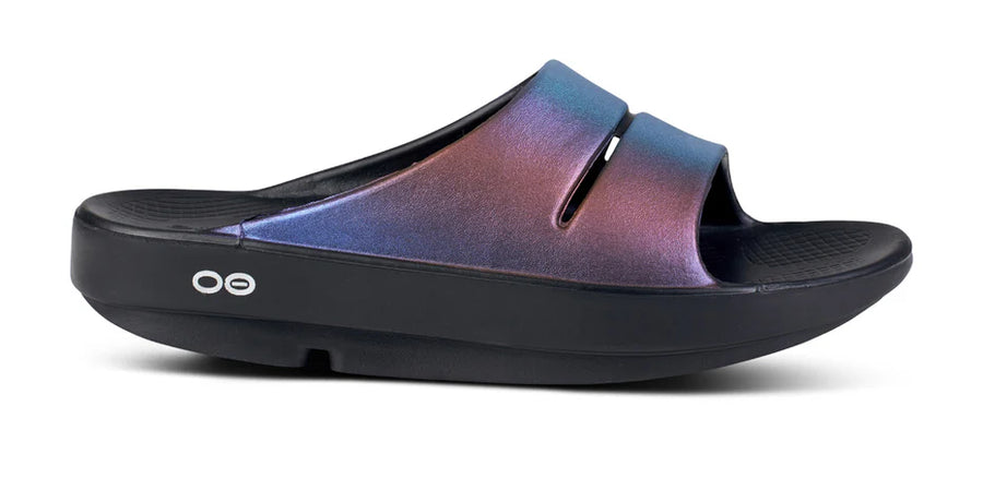 WOMEN'S OOFOS OOLALA LUXE SLIDE | MIDNIGHT SPECTRE