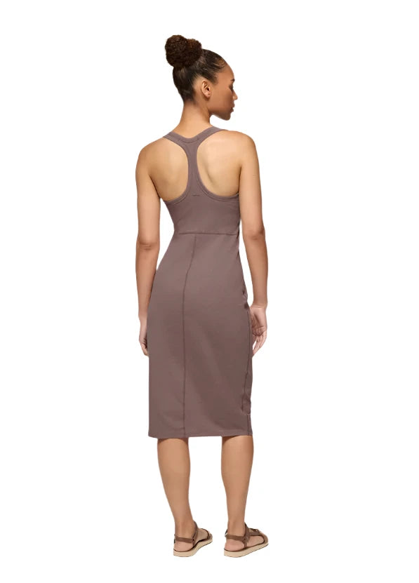 WOMEN'S PRANA HEAVANA RACERBACK MIDI DRESS | CAROB HEATHER