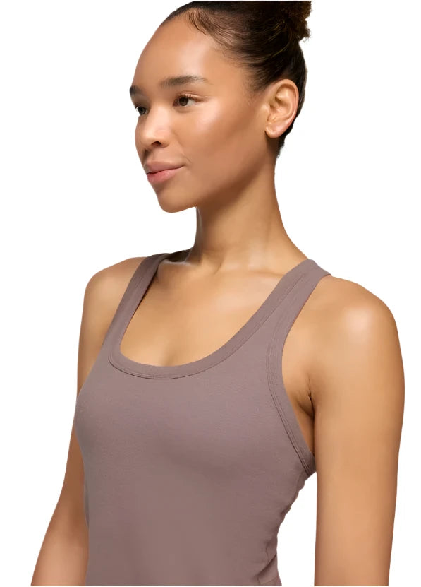 WOMEN'S PRANA HEAVANA RACERBACK MIDI DRESS | CAROB HEATHER